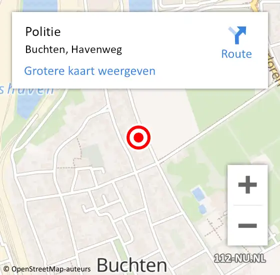 Locatie op kaart van de 112 melding: Politie Buchten, Havenweg op 12 december 2024 16:06