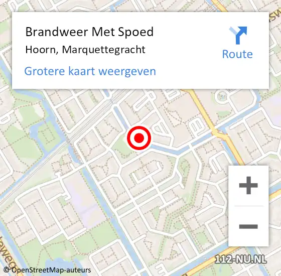 Locatie op kaart van de 112 melding: Brandweer Met Spoed Naar Hoorn, Marquettegracht op 12 december 2024 16:16