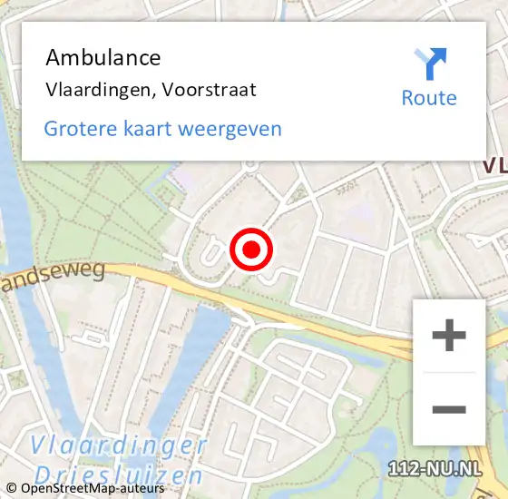 Locatie op kaart van de 112 melding: Ambulance Vlaardingen, Voorstraat op 12 december 2024 16:33