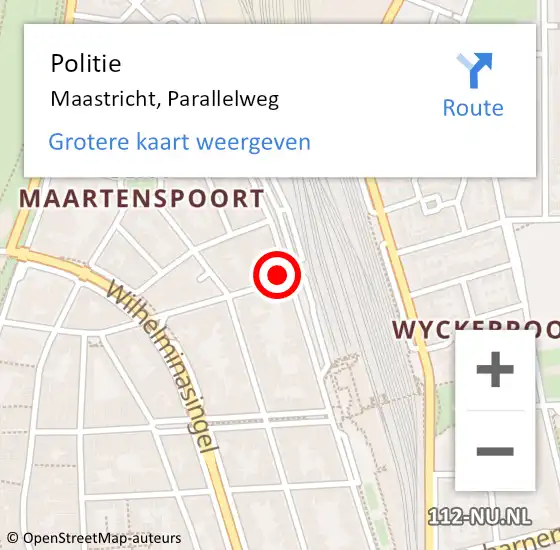 Locatie op kaart van de 112 melding: Politie Maastricht, Parallelweg op 12 december 2024 16:40