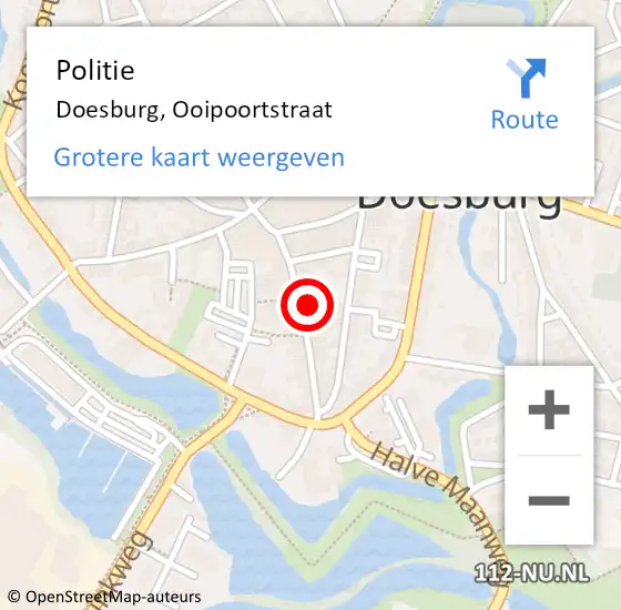 Locatie op kaart van de 112 melding: Politie Doesburg, Ooipoortstraat op 12 december 2024 16:48