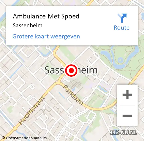 Locatie op kaart van de 112 melding: Ambulance Met Spoed Naar Sassenheim op 12 december 2024 16:52