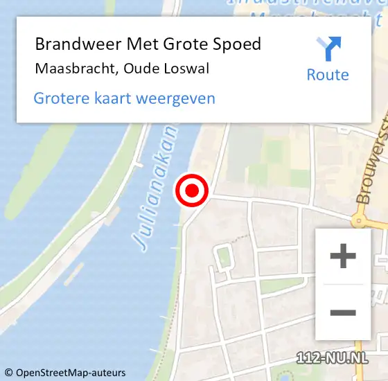 Locatie op kaart van de 112 melding: Brandweer Met Grote Spoed Naar Maasbracht, Oude Loswal op 12 december 2024 16:53