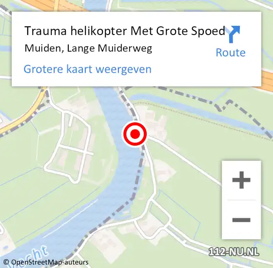 Locatie op kaart van de 112 melding: Trauma helikopter Met Grote Spoed Naar Muiden, Lange Muiderweg op 12 december 2024 17:01