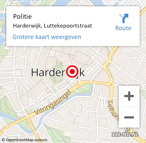 Locatie op kaart van de 112 melding: Politie Harderwijk, Luttekepoortstraat op 12 december 2024 17:05