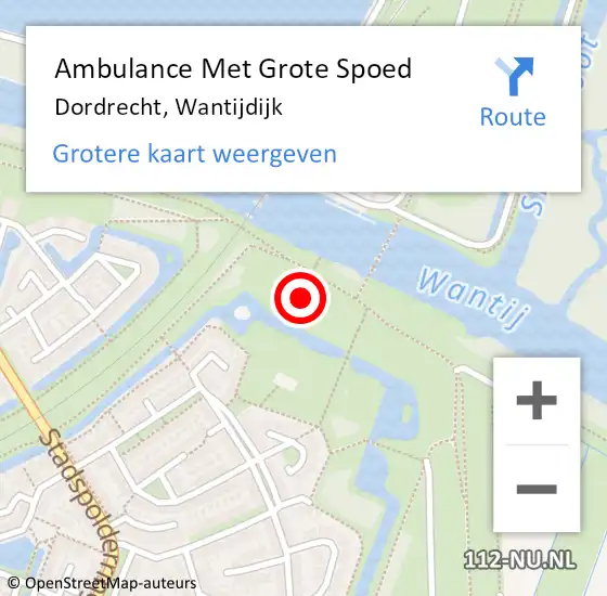 Locatie op kaart van de 112 melding: Ambulance Met Grote Spoed Naar Dordrecht, Wantijdijk op 12 december 2024 17:06