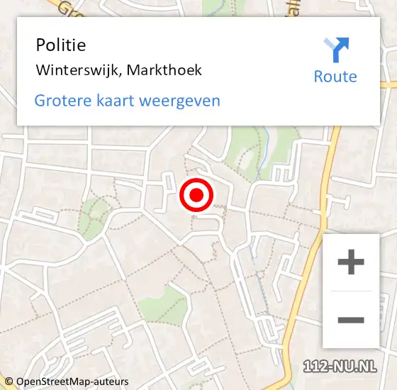 Locatie op kaart van de 112 melding: Politie Winterswijk, Markthoek op 12 december 2024 17:22