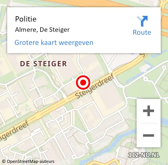 Locatie op kaart van de 112 melding: Politie Almere, De Steiger op 12 december 2024 17:22