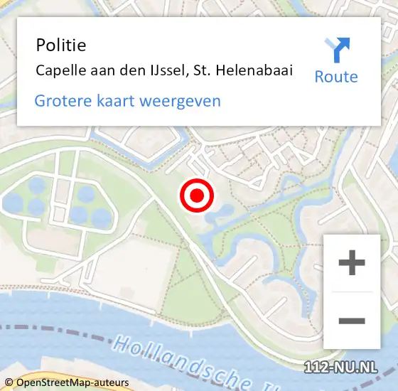 Locatie op kaart van de 112 melding: Politie Capelle aan den IJssel, St. Helenabaai op 12 december 2024 17:37