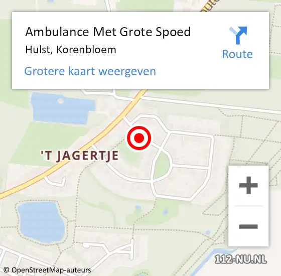 Locatie op kaart van de 112 melding: Ambulance Met Grote Spoed Naar Hulst, Korenbloem op 30 oktober 2014 08:54