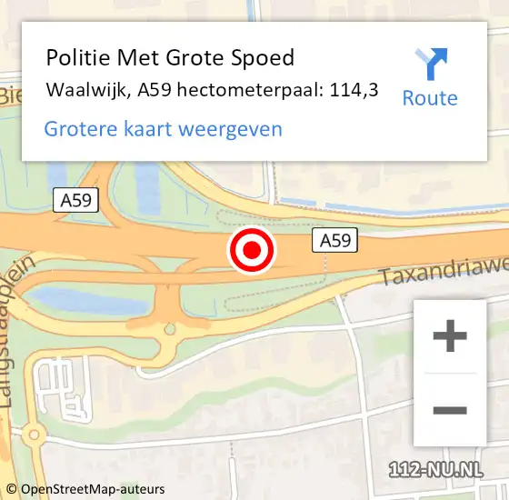 Locatie op kaart van de 112 melding: Politie Met Grote Spoed Naar Waalwijk, A59 hectometerpaal: 114,3 op 12 december 2024 17:54