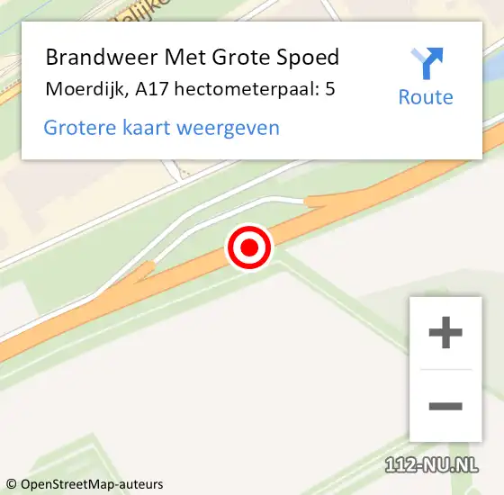 Locatie op kaart van de 112 melding: Brandweer Met Grote Spoed Naar Moerdijk, A17 hectometerpaal: 5 op 12 december 2024 18:19