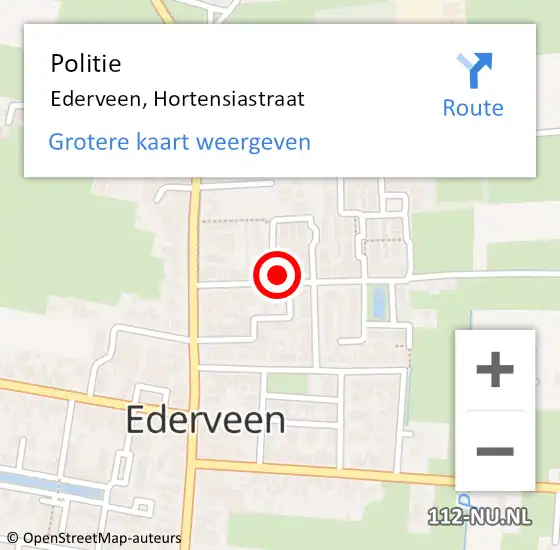 Locatie op kaart van de 112 melding: Politie Ederveen, Hortensiastraat op 12 december 2024 18:22