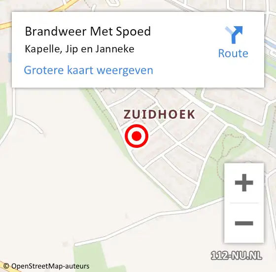 Locatie op kaart van de 112 melding: Brandweer Met Spoed Naar Kapelle, Jip en Janneke op 12 december 2024 18:24