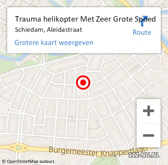 Locatie op kaart van de 112 melding: Trauma helikopter Met Zeer Grote Spoed Naar Schiedam, Aleidastraat op 12 december 2024 18:46