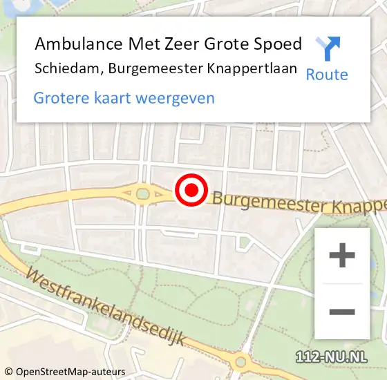 Locatie op kaart van de 112 melding: Ambulance Met Zeer Grote Spoed Naar Schiedam, Burgemeester Knappertlaan op 12 december 2024 18:47