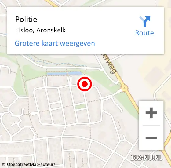 Locatie op kaart van de 112 melding: Politie Elsloo, Aronskelk op 12 december 2024 18:53