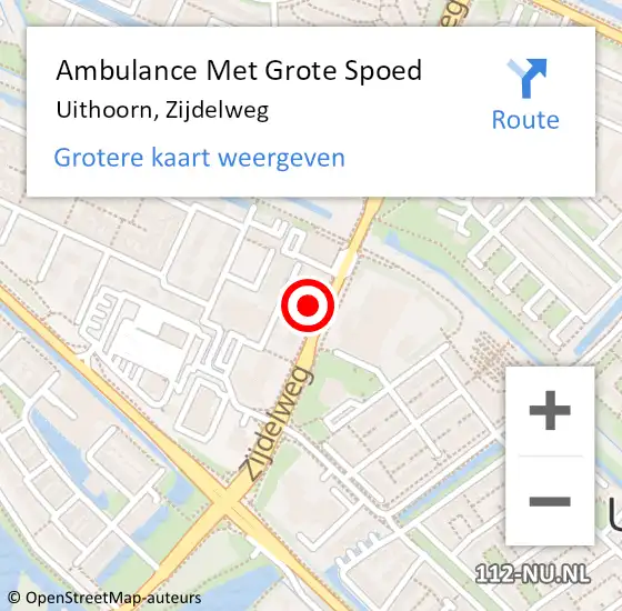 Locatie op kaart van de 112 melding: Ambulance Met Grote Spoed Naar Uithoorn, Zijdelweg op 12 december 2024 19:04