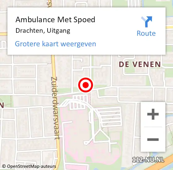 Locatie op kaart van de 112 melding: Ambulance Met Spoed Naar Drachten, Uitgang op 12 december 2024 19:11