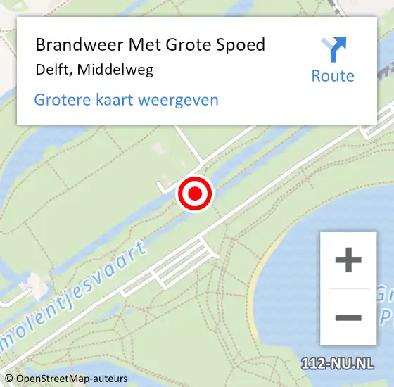 Locatie op kaart van de 112 melding: Brandweer Met Grote Spoed Naar Delft, Middelweg op 12 december 2024 19:28