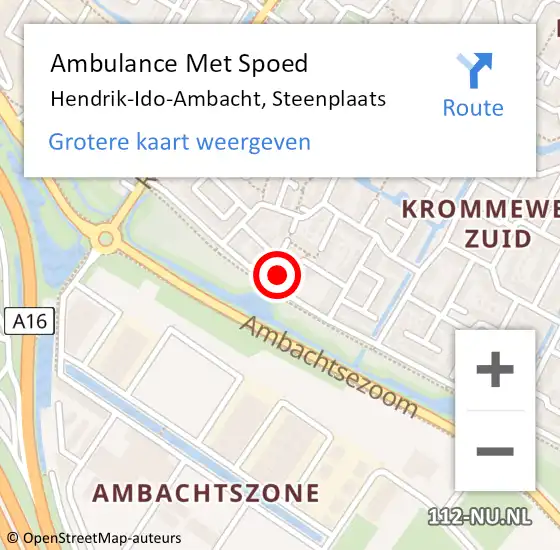 Locatie op kaart van de 112 melding: Ambulance Met Spoed Naar Hendrik-Ido-Ambacht, Steenplaats op 12 december 2024 20:32