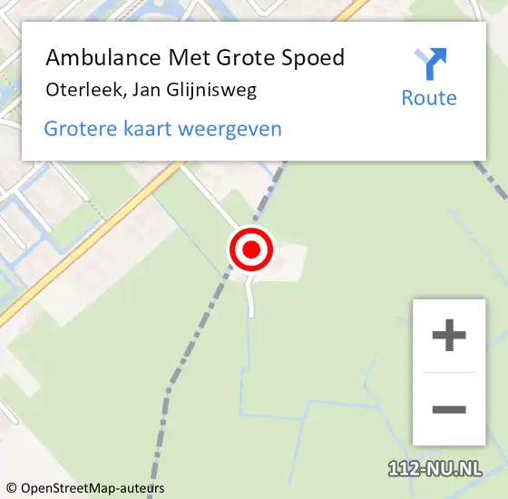 Locatie op kaart van de 112 melding: Ambulance Met Grote Spoed Naar Oterleek, Jan Glijnisweg op 12 december 2024 20:33