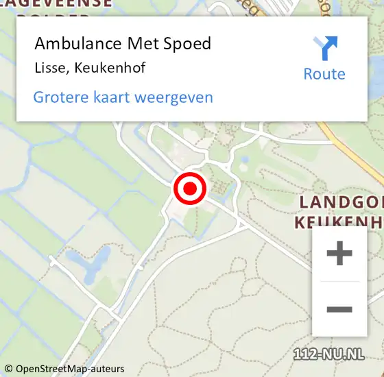 Locatie op kaart van de 112 melding: Ambulance Met Spoed Naar Lisse, Keukenhof op 12 december 2024 21:05