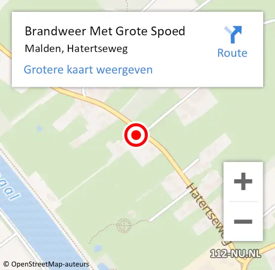 Locatie op kaart van de 112 melding: Brandweer Met Grote Spoed Naar Malden, Hatertseweg op 12 december 2024 21:31