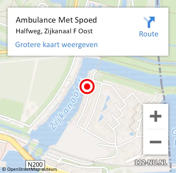 Locatie op kaart van de 112 melding: Ambulance Met Spoed Naar Halfweg, Zijkanaal F Oost op 12 december 2024 21:34