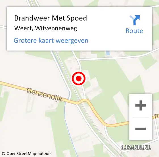 Locatie op kaart van de 112 melding: Brandweer Met Spoed Naar Weert, Witvennenweg op 12 december 2024 22:05