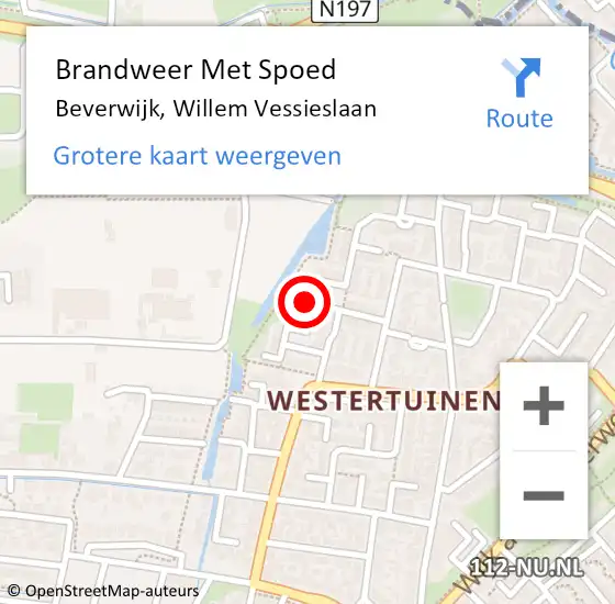 Locatie op kaart van de 112 melding: Brandweer Met Spoed Naar Beverwijk, Willem Vessieslaan op 12 december 2024 22:08