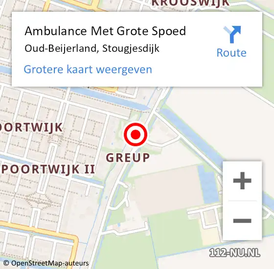 Locatie op kaart van de 112 melding: Ambulance Met Grote Spoed Naar Oud-Beijerland, Stougjesdijk op 12 december 2024 22:30