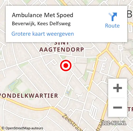 Locatie op kaart van de 112 melding: Ambulance Met Spoed Naar Beverwijk, Kees Delfsweg op 12 december 2024 22:40