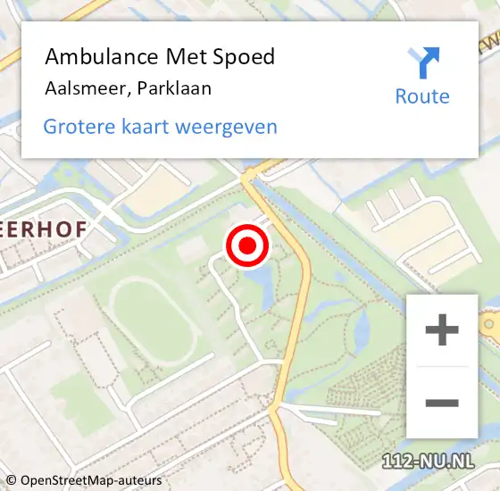 Locatie op kaart van de 112 melding: Ambulance Met Spoed Naar Aalsmeer, Parklaan op 12 december 2024 22:45