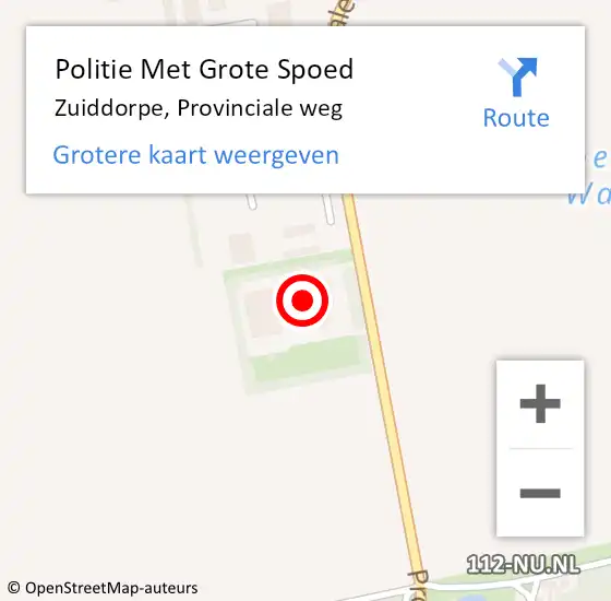 Locatie op kaart van de 112 melding: Politie Met Grote Spoed Naar Zuiddorpe, Provinciale weg op 12 december 2024 22:48