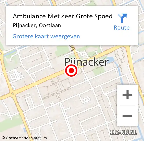 Locatie op kaart van de 112 melding: Ambulance Met Zeer Grote Spoed Naar Pijnacker, Oostlaan op 12 december 2024 23:25