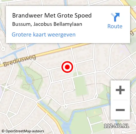 Locatie op kaart van de 112 melding: Brandweer Met Grote Spoed Naar Bussum, Jacobus Bellamylaan op 12 december 2024 23:46