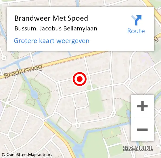 Locatie op kaart van de 112 melding: Brandweer Met Spoed Naar Bussum, Jacobus Bellamylaan op 13 december 2024 00:18