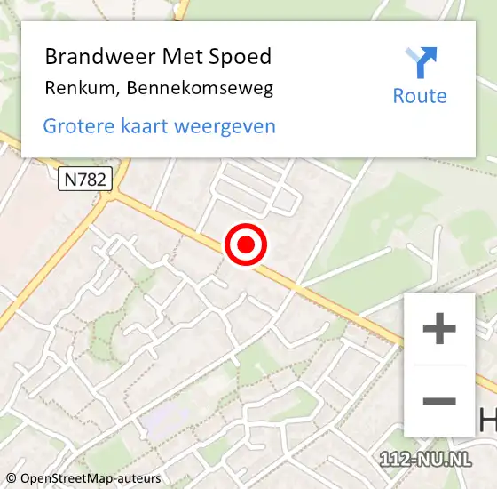 Locatie op kaart van de 112 melding: Brandweer Met Spoed Naar Renkum, Bennekomseweg op 13 december 2024 00:25