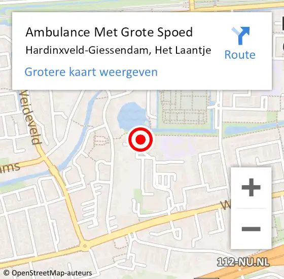 Locatie op kaart van de 112 melding: Ambulance Met Grote Spoed Naar Hardinxveld-Giessendam, Het Laantje op 13 december 2024 00:41