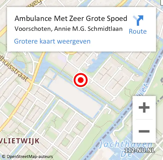 Locatie op kaart van de 112 melding: Ambulance Met Zeer Grote Spoed Naar Voorschoten, Annie M.G. Schmidtlaan op 13 december 2024 02:50