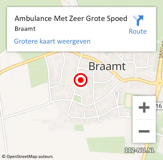 Locatie op kaart van de 112 melding: Ambulance Met Zeer Grote Spoed Naar Braamt op 13 december 2024 03:02