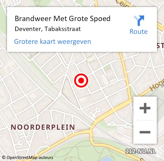 Locatie op kaart van de 112 melding: Brandweer Met Grote Spoed Naar Deventer, Tabaksstraat op 13 december 2024 04:13