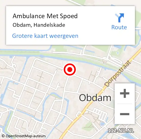 Locatie op kaart van de 112 melding: Ambulance Met Spoed Naar Obdam, Handelskade op 13 december 2024 04:32