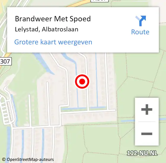 Locatie op kaart van de 112 melding: Brandweer Met Spoed Naar Lelystad, Albatroslaan op 13 december 2024 05:35