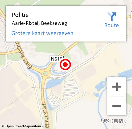 Locatie op kaart van de 112 melding: Politie Aarle-Rixtel, Beekseweg op 13 december 2024 07:18