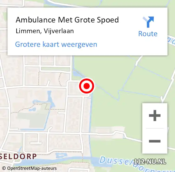 Locatie op kaart van de 112 melding: Ambulance Met Grote Spoed Naar Limmen, Vijverlaan op 13 december 2024 07:38