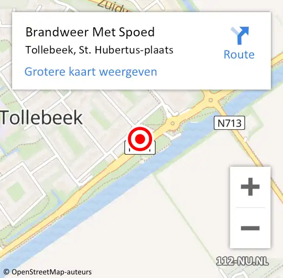 Locatie op kaart van de 112 melding: Brandweer Met Spoed Naar Tollebeek, St. Hubertus-plaats op 13 december 2024 08:03