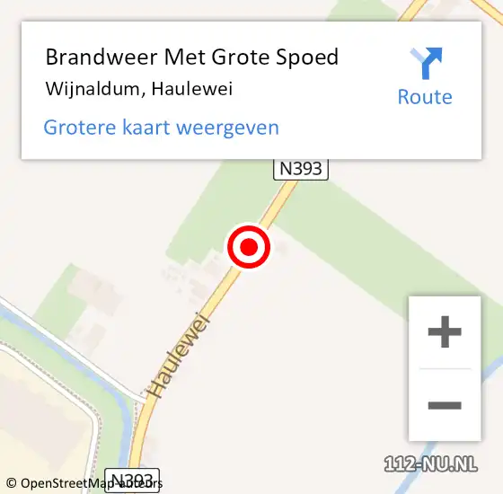 Locatie op kaart van de 112 melding: Brandweer Met Grote Spoed Naar Wijnaldum, Haulewei op 13 december 2024 08:36