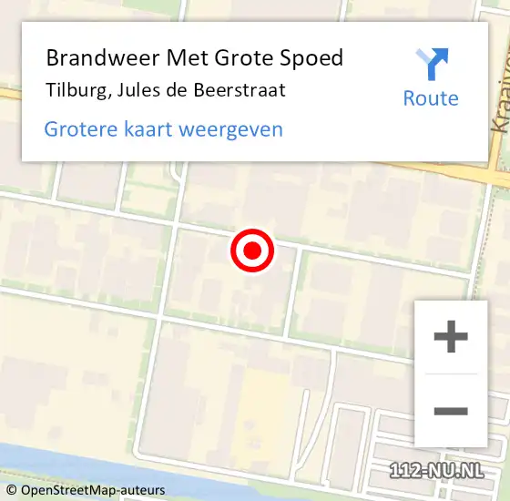 Locatie op kaart van de 112 melding: Brandweer Met Grote Spoed Naar Tilburg, Jules de Beerstraat op 13 december 2024 08:42